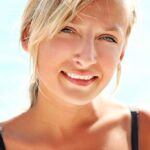 Portrait of a beautiful blond lady smiling